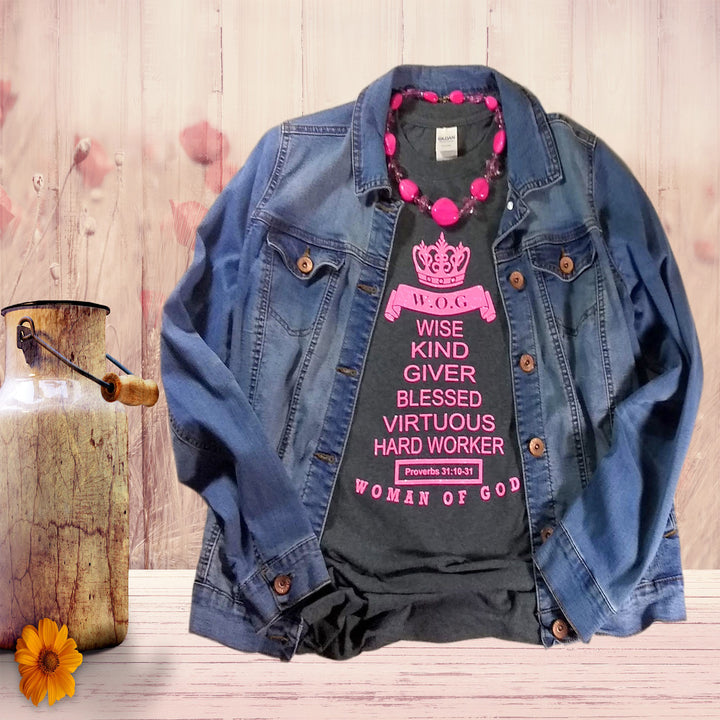 Woman of God (Grey) - Christian - t shirt - Anointed T Shirts