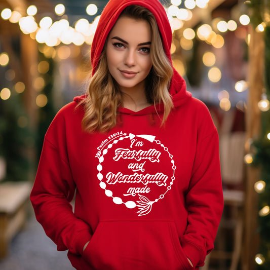 Fearfully and Wonderfully Made Red Hoodie