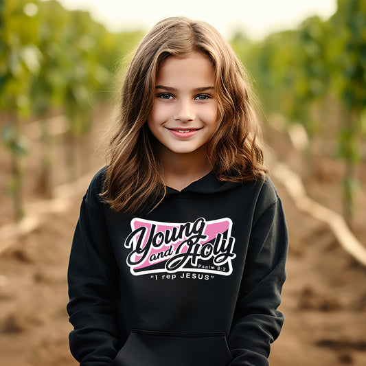Young and Holy Youth Hoodie-Pink Design