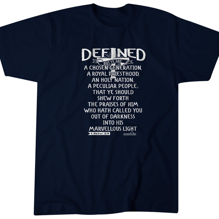 Defined | Christian | Christian Shirt | T shirt | Inspirational | Hope | Faith | Cross | Navy Blue