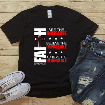 Faith Christian Shirt | Cross | Bible Shirt | Hebrews 11 | Believe | Unisex | Black shirt