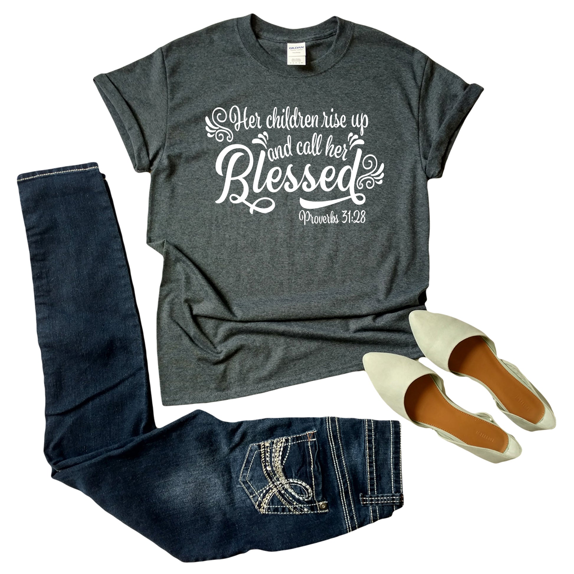 Her Children Call Her Blessed Grey Shirt - Christian - t shirt - Anointed T Shirts