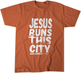 Jesus runs this city TX Orange T-Shirt - Christian - t shirt - Anointed T Shirts