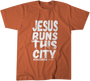 Jesus runs this city TX Orange T-Shirt - Christian - t shirt - Anointed T Shirts